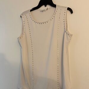Calvin Klein White Studded Sleeveless Blouse